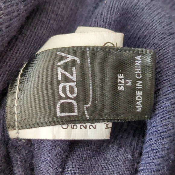Medium Dazy Button Front Cardigan Sweater Solid Dark Blue - Picture 12 of 14